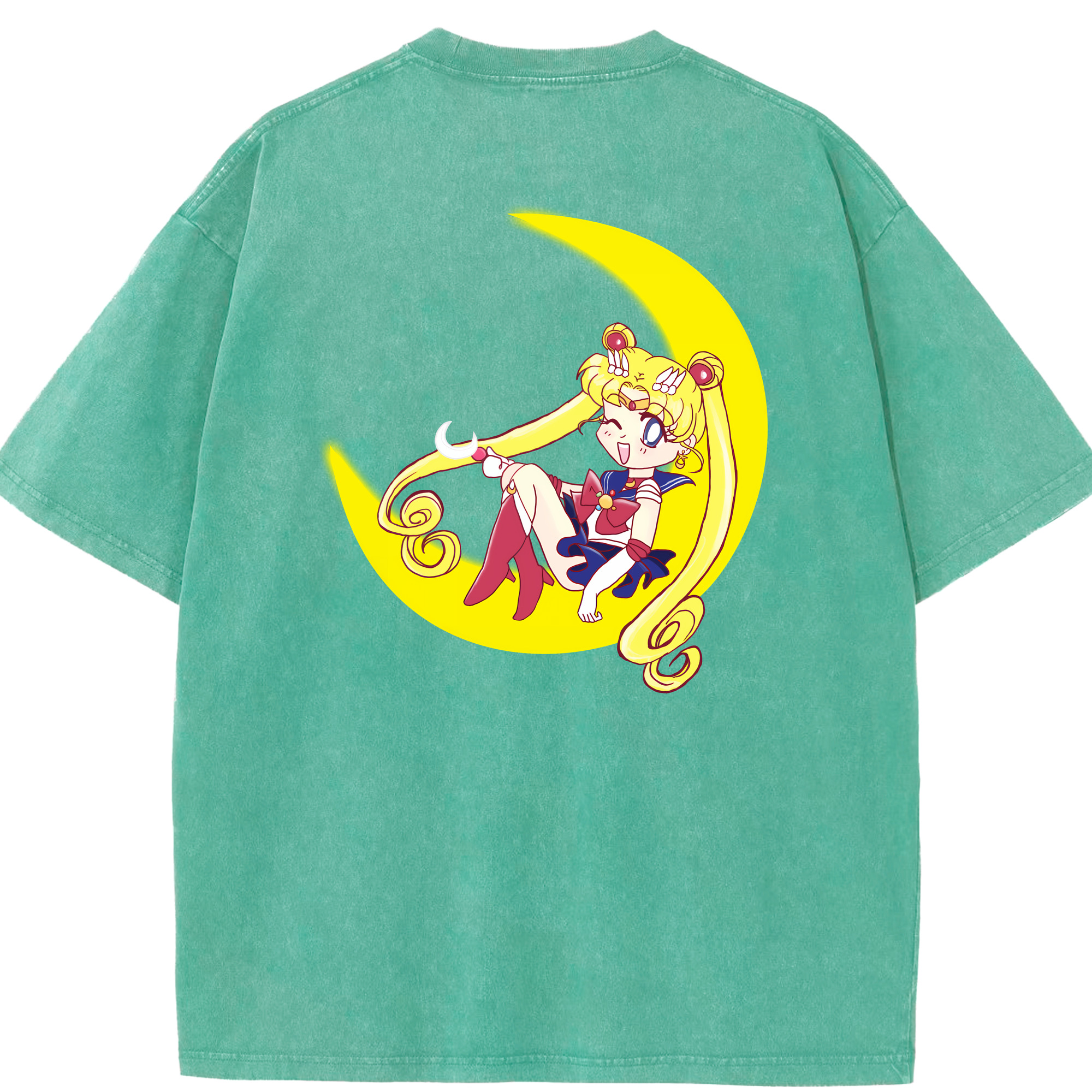 （画像用） 美少女戦士セーラームーン 月野 うさぎ つきの うさぎ Sailor Moon Tsukino Usagi 綿100% ヴィンテージ風 半袖Tシャツ（背面プリント）